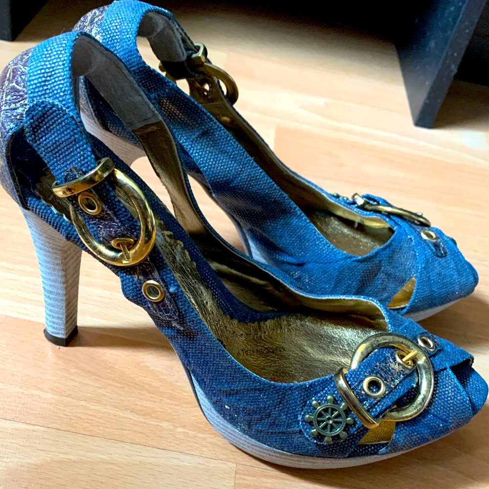Metallic Denim Nautical Made in Italy Heel US8
